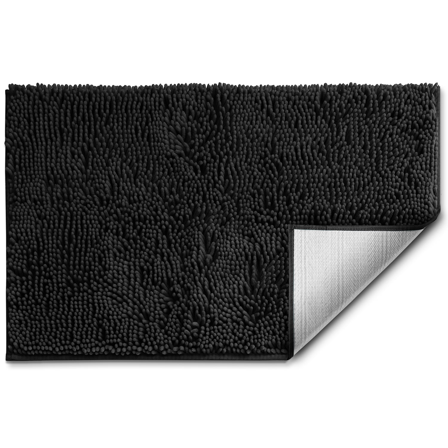 Nestl Bathroom Rugs, Machine Washable Bath Mats For bathroom Floor Rugs, Nonslip Backing Rubber Bath Rug, Black
