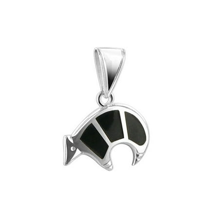 - Gem Avenue 925 Sterling Silver Bear Black Onyx Inlay Pendant