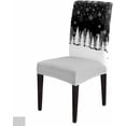 thumbnail image 4 of Chair Covers for Dining Room Set of 4,Winter White Christmas Trees Stretch Seat Protector Removable Washable Chairs Slipcovers for Kitchen Banquet Wedding Hotel,Winter Snowflakes on Black, 4 of 6