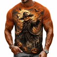 thumbnail image 4 of IWRICH Halloween Shirts for Men Scary Pumpkin Face Print Tees Novelty 3D Print Crewneck Short Sleeve T Shirts 01-Orange XL, 4 of 4