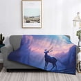 thumbnail image 2 of Fuzoiu Night Sky Elk Print Flannel Blanket,Throw Blanket,Flannel Home Decor,Fleece Bed Blankets,Cozy Soft Blanket for Bed, Sofa, Camping, and Travel-80"x60", 2 of 6