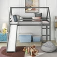 thumbnail image 2 of Aukfa Twin Loft Bed with Slide, House Roof Loft Bed for Kids Teens - Gray, 2 of 8