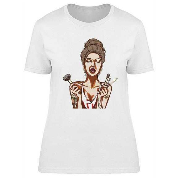 Makeup With Fashion Woman T-Shirt Women -Image by Shutterstock, Female 3X-Large