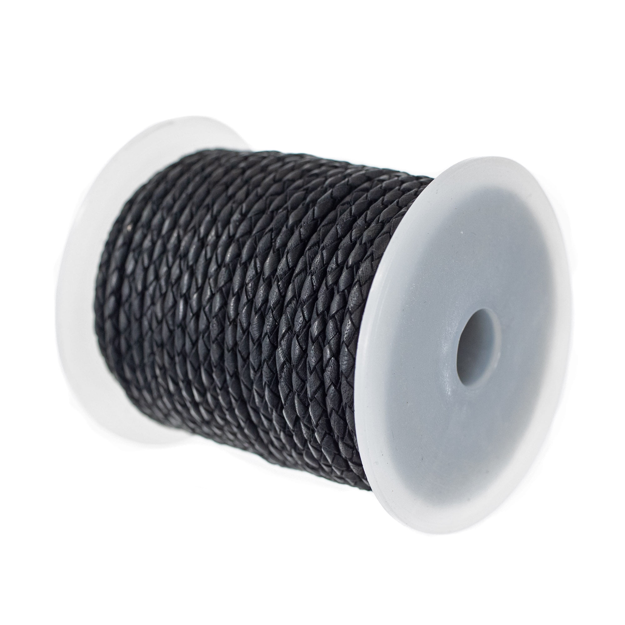 Craft County Round Braided Leather Crafting Cord 3mm or 5mm Diameter for DIY Jewelry Making