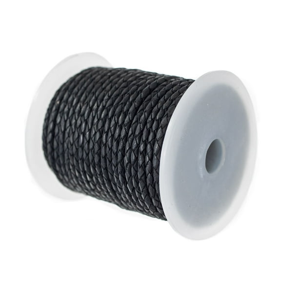 Craft County Round Braided Leather Crafting Cord - 3mm or 5mm Diameter for DIY Jewelry Making and More