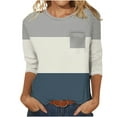 thumbnail image 1 of Haut Décontracté pour Femmes Couleur Unie Col Rond Manches 3/4 et Poche, 1 of 3