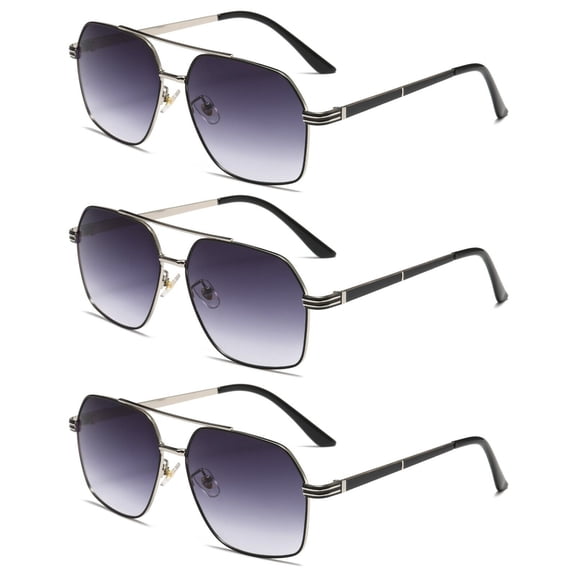 B & Q 3 Pairs Unisex Retro Aviator Pilot Fashion Classic Sunglasses Gender; Unisex Driving
