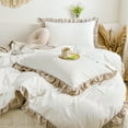 thumbnail image 6 of Move Over White Taupe Ruffle Bedding Sets King White Taupe Reversible Duvet Cover Set Washed Microfiber Taupe Ruffled Pattern No Filling, 6 of 9