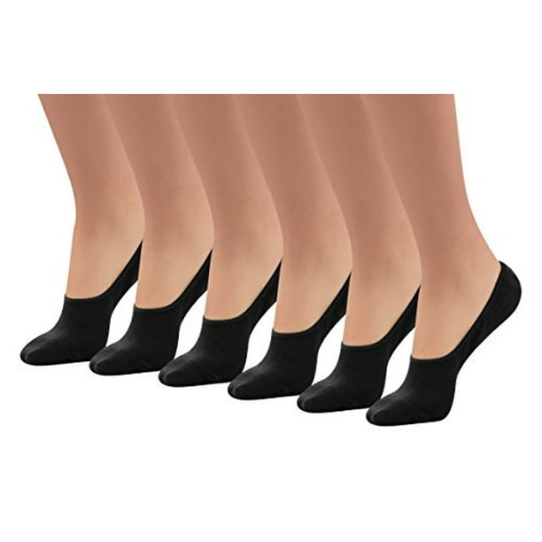 JMR Jmr Women Black Ped Shoe Liners No show Socks Size 1013,6 pairs