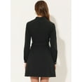thumbnail image 3 of INSPIRE CHIC Vestido camisero de manga larga con bolsillos y cuello en V con muescas para mujer Negro S, 3 of 4