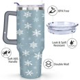 thumbnail image 3 of Light Blue White Snowflakes 40 Oz Tumbler with Handle Lid and Straw Stainless Steel Double Walled Vacuum Insulated Cup Merry Christmas Gifts Tumbler for Women Men Friends Outdoor Indoor, 3 of 6