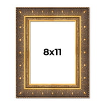 8x11 Frame Vintage Gold Solid Wood Picture Frame | 2.5 Inch Moulding Width | Ornate Bronze Museo