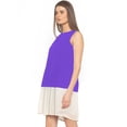 thumbnail image 2 of eloria Women's Georgette Pleated Boat Neck Sleevless Summer Casual Midi Dress, Color : Violet | Size : XS, 2 of 5