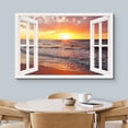 thumbnail image 3 of wall26 Canvas Print Wall Art Window View Orange Sun Sunset Sky Beach Ocean Waves Wilderness Nature Photography Realism Scenic Landscape Colorful Multicolor for Living Room, Bedroom, Office - 24", 3 of 5