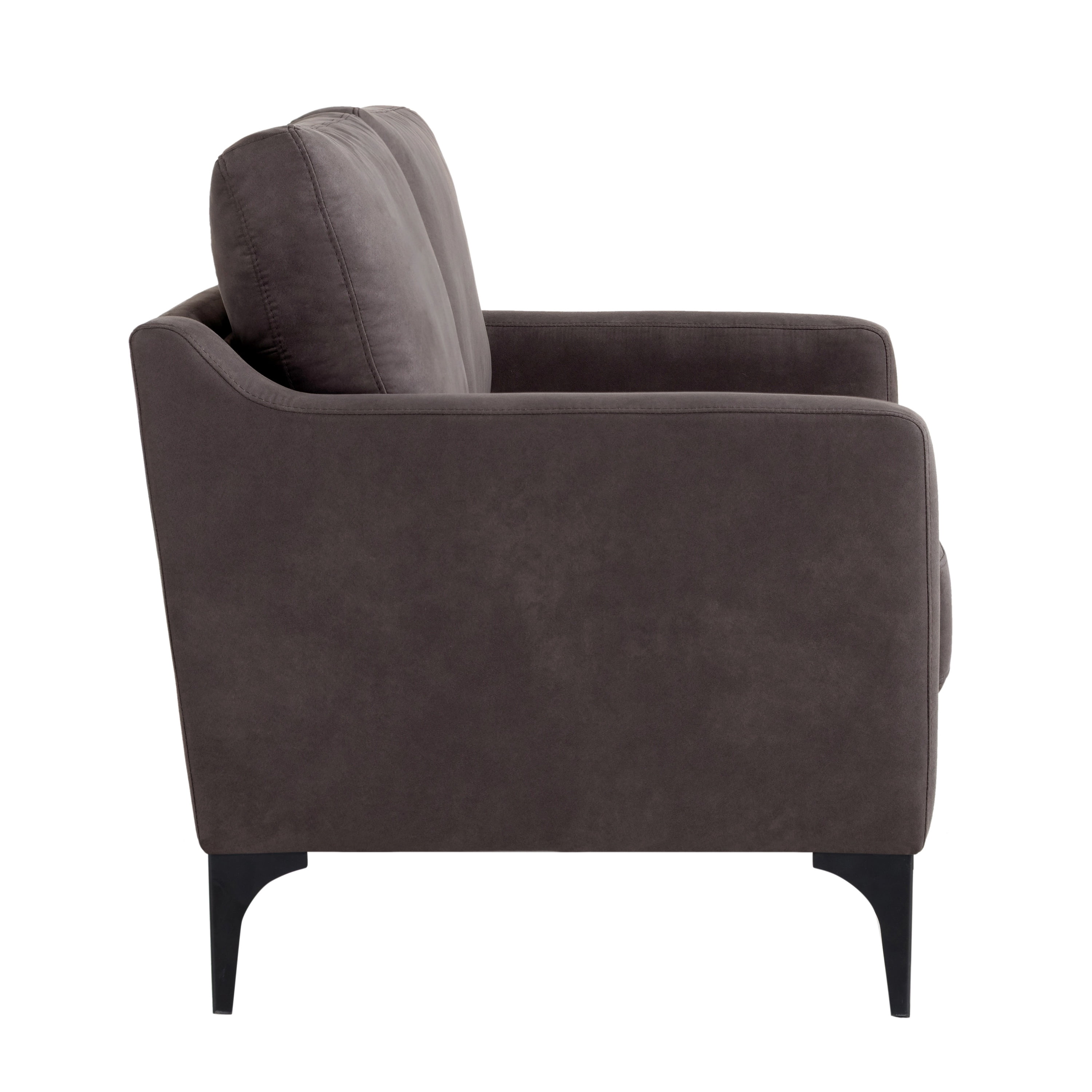 Serta Hemsworth Mid-Century Modern Style 2 Seater Indoor Loveseat, Charcoal Faux Suede
