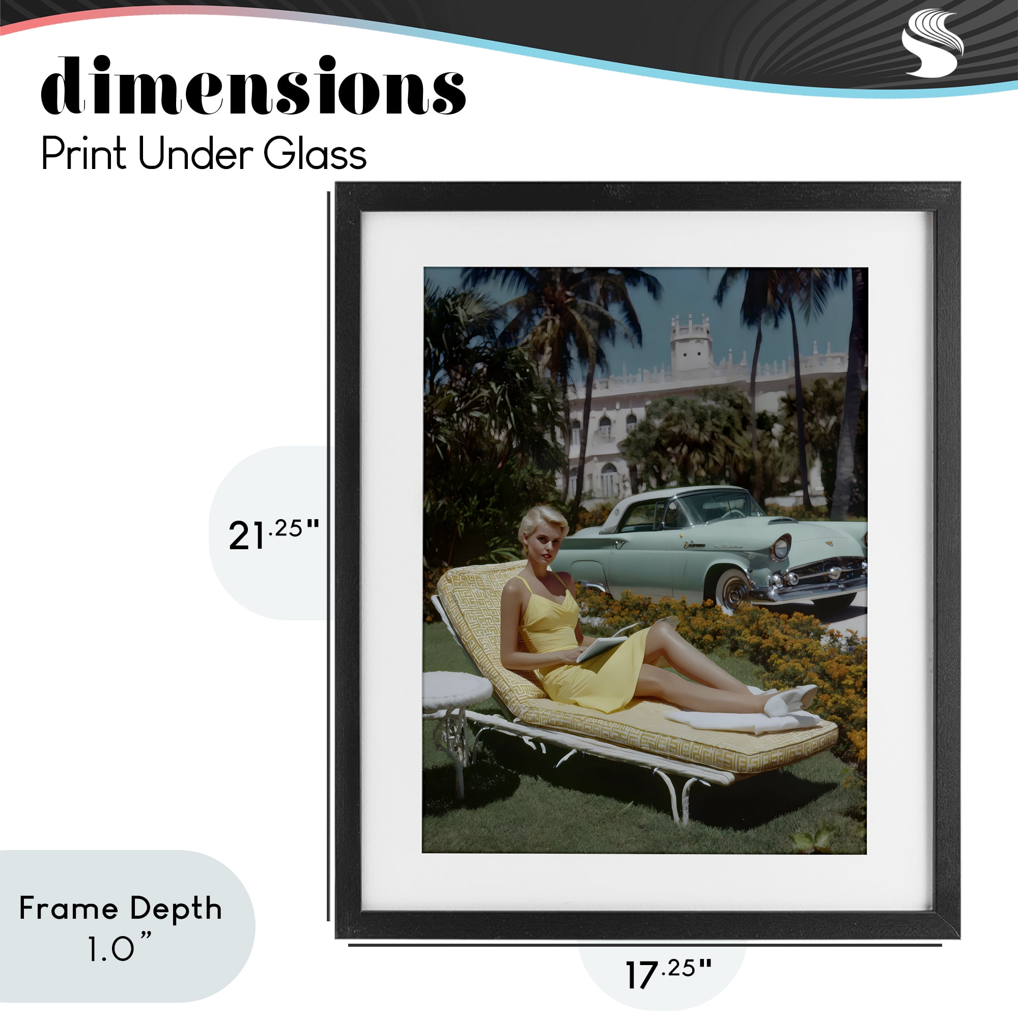Stupell Industries Vintage Sunbathing Woman Black Framed Print Under Glass, design by Franklyn Gregory