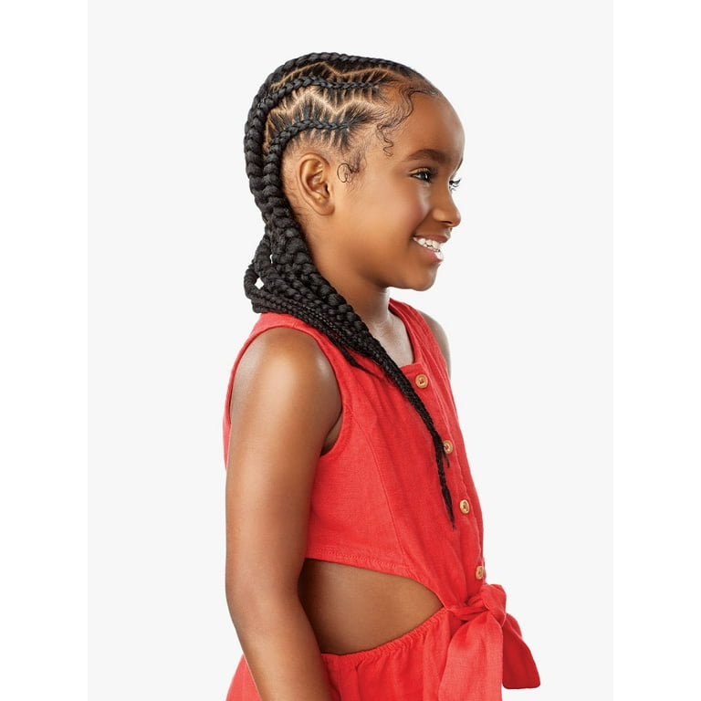 Sensationnel African Collection Kids Jumbo Braid Pre Stretched X Pression  Hair 3x 28” ( T1B/30 Off Black Auburn 3 Packs )