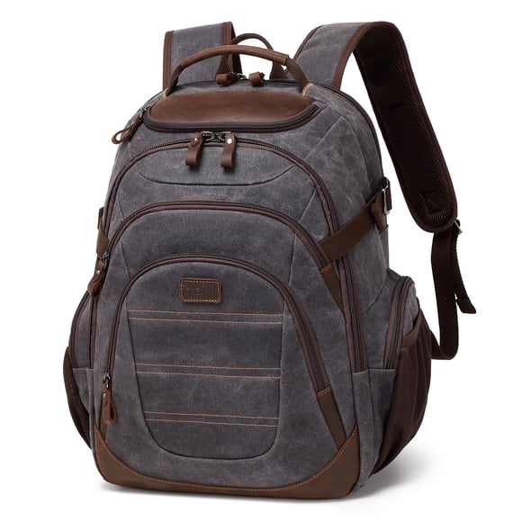 SHENHU Sac à Dos de Voyage pour Ordinateur Portable 17,3 Pouces TG Sac à Dos pour Hommes en Toile Cirée Sac de Jour pour Collège Sac à Dos d'Affaires Noir Gris