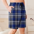 thumbnail image 6 of Ceisia Men's Loose Fit Checkered Print Home Shorts with Elastic Waist Lace-up Pockets Stretchy Casual 5/8 Length Pajama Bottoms Blue Gifts for Father 2X, 6 of 6