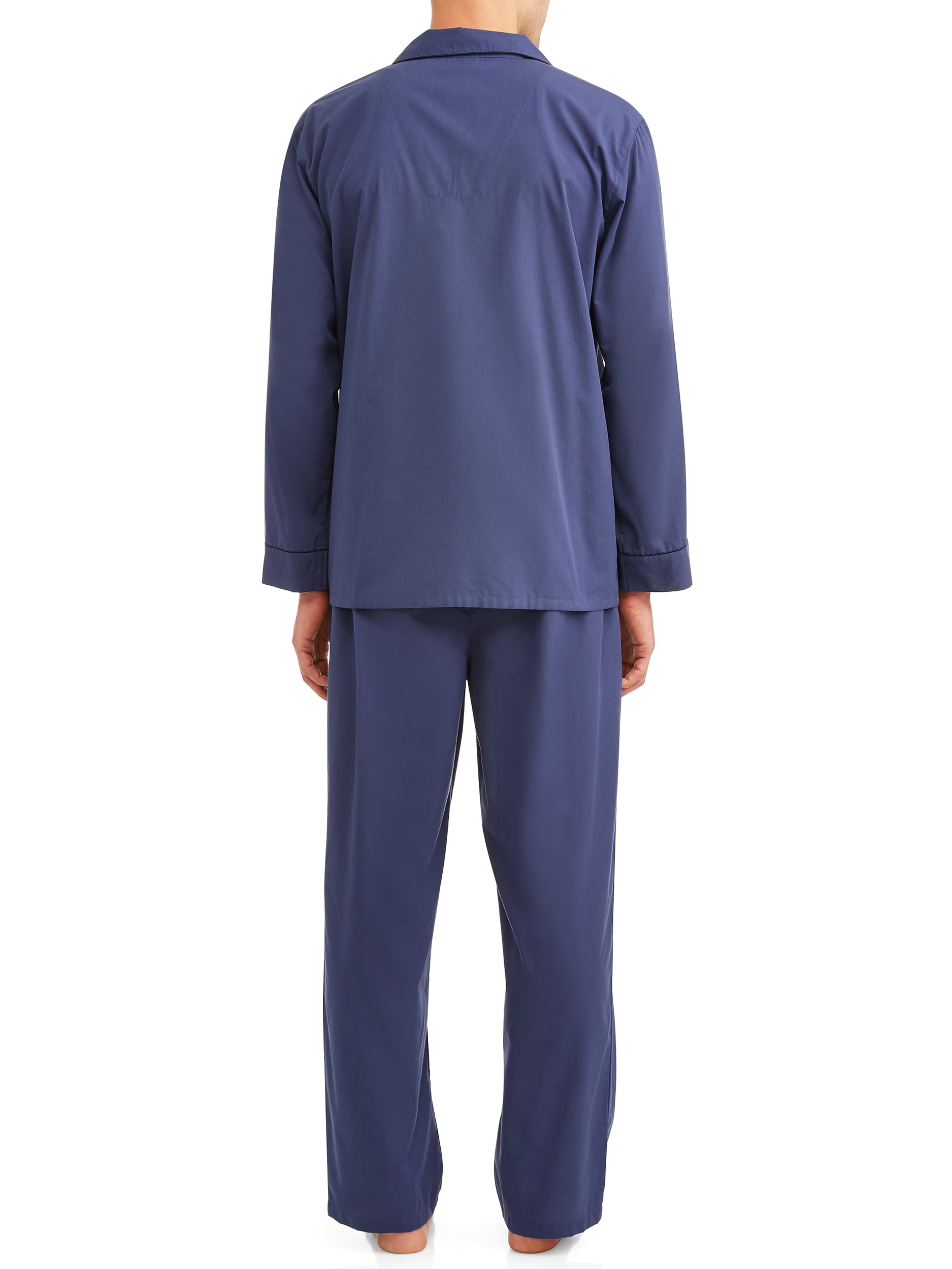 Hanes Men’s and Big Men’s Long Sleeve Long Leg Woven Pajama Set, 2-Piece