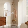 thumbnail image 3 of Coat Rack with 8 Hooks, Wooden Coat Rack Freestanding with Shelf, Coat Tree with 4 Height Options 50.5"-72.6", Coat Hanger Stand for Bags, Clothes, Umbrellas, Hats, in Home, Natural, 3 of 6