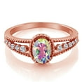 thumbnail image 2 of Gem Stone King 1.21 Cttw Mercury Mist Mystic Topaz and White Topaz 18K Rose Gold Plated Silver Ring for Women | Gemstone Birthstone | Wedding Engagement Anniversary Promise Ring for Women | Size 9, 2 of 4
