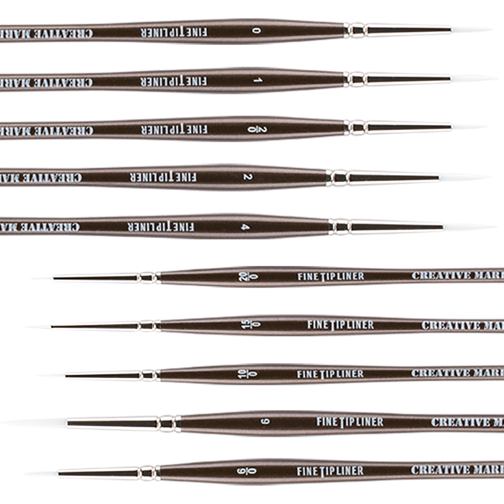 Creative Mark Fine Tip Liner Paint Brush Set of 10 Ultra Fine Detail Soft Hair Paint Brush For Watercolor, Gouache, Inks, Acrylic, Oils, Technical Artists, and Illustrators