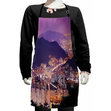 

Urban Kids Apron Skyline of Busan South Korea Modern Cityscape Lively Night Buildings and Hills Boys Girls Apron Bib with Adjustable Ties for Cooking Baking Painting Purple Violet by Ambesonne