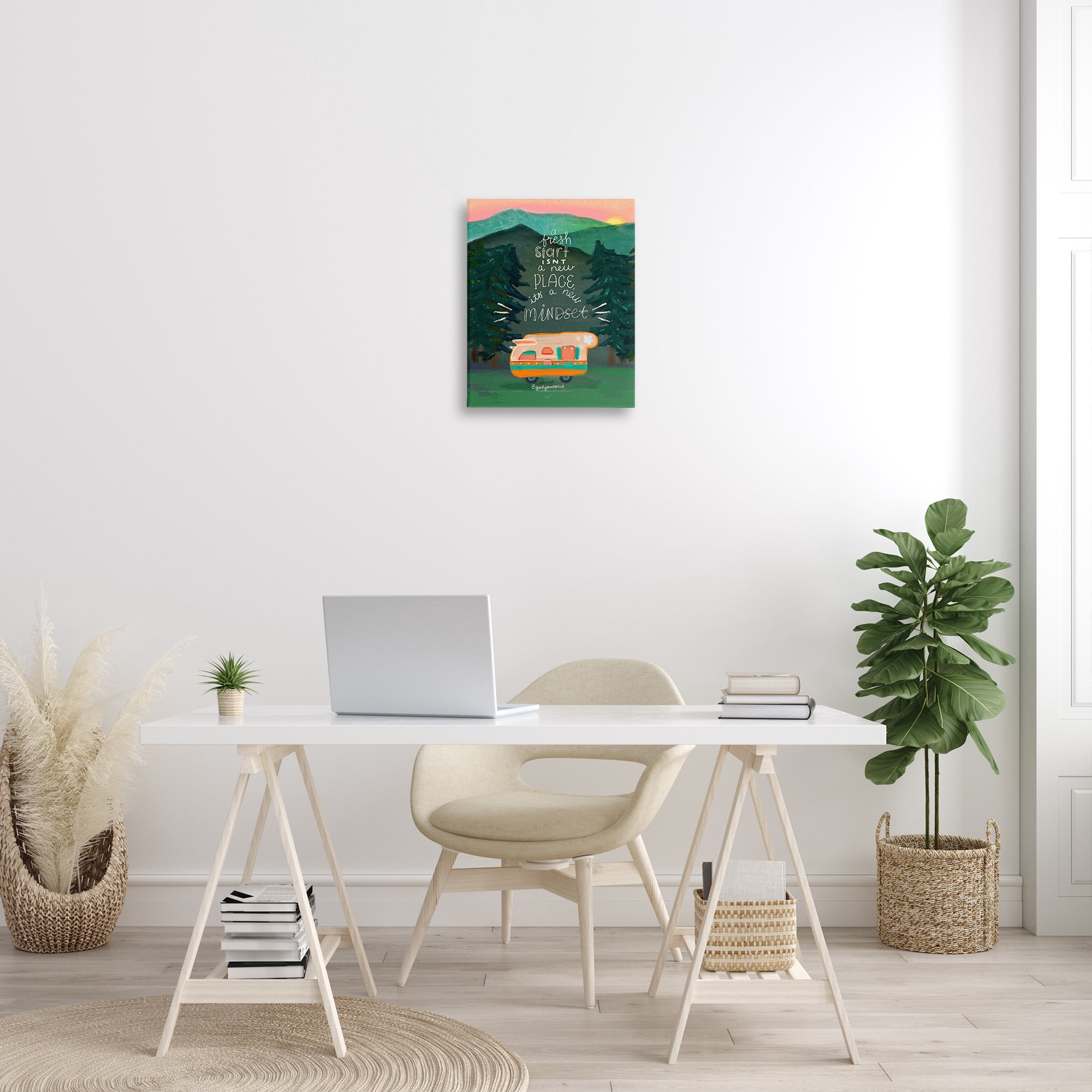Stupell Industries Fresh Start New Mindset Inspirational Painting Gallery Wrapped Canvas Art Print Wall Art, 16 x 20