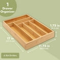 thumbnail image 5 of Juvale Kitchen Drawer Organizer Tray - 17 x 11.75 x 1.75 in, Natural Wood, 6-Slot Utensil & Cutlery Organizer - Silverware Holder & Storage Tray, 5 of 10