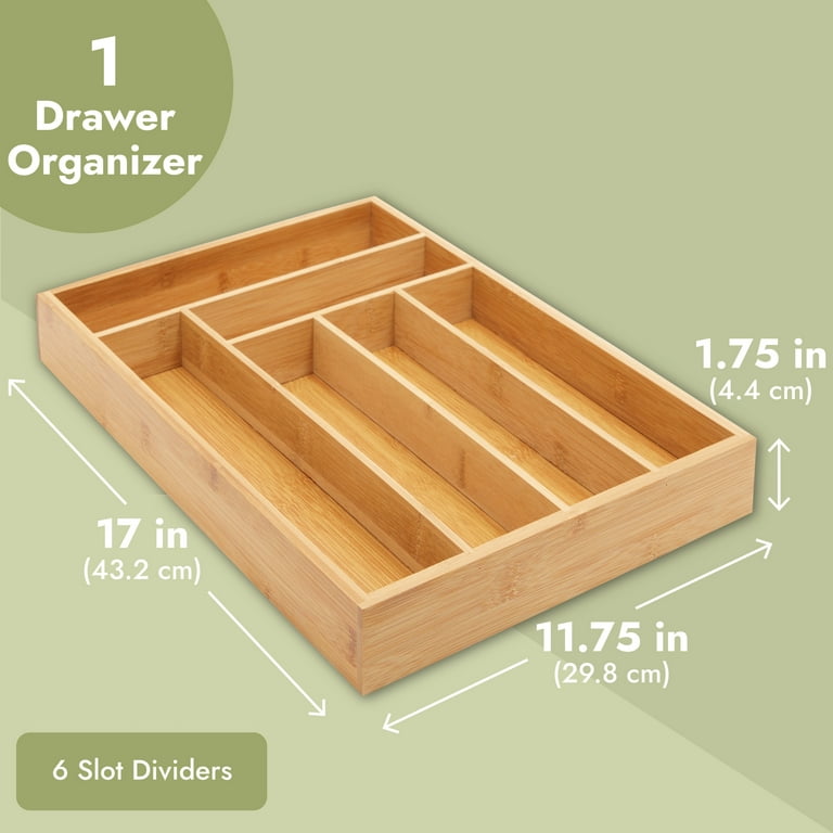 6 Storage Box Dividers Set Bamboo Drawer Organizer