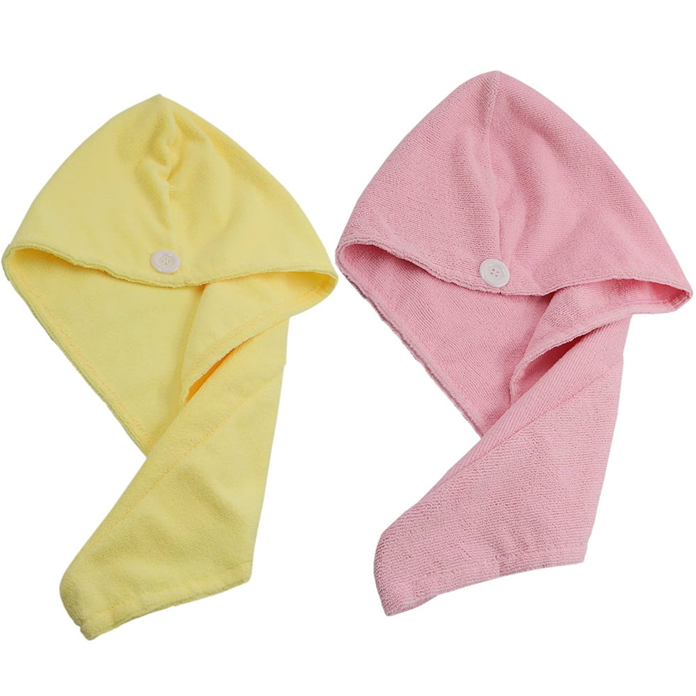 Hair Drying Towel with Button Microfibre Dry Hat Bath Cap XGao Microfiber Hair Towel Hair Towel Wrap A 