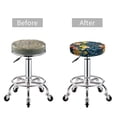 thumbnail image 5 of Xecao's Blue Floral Print Stool Covers offer stylish, washable protection for PU round bar stools, perfect for home or commercial use., 5 of 7
