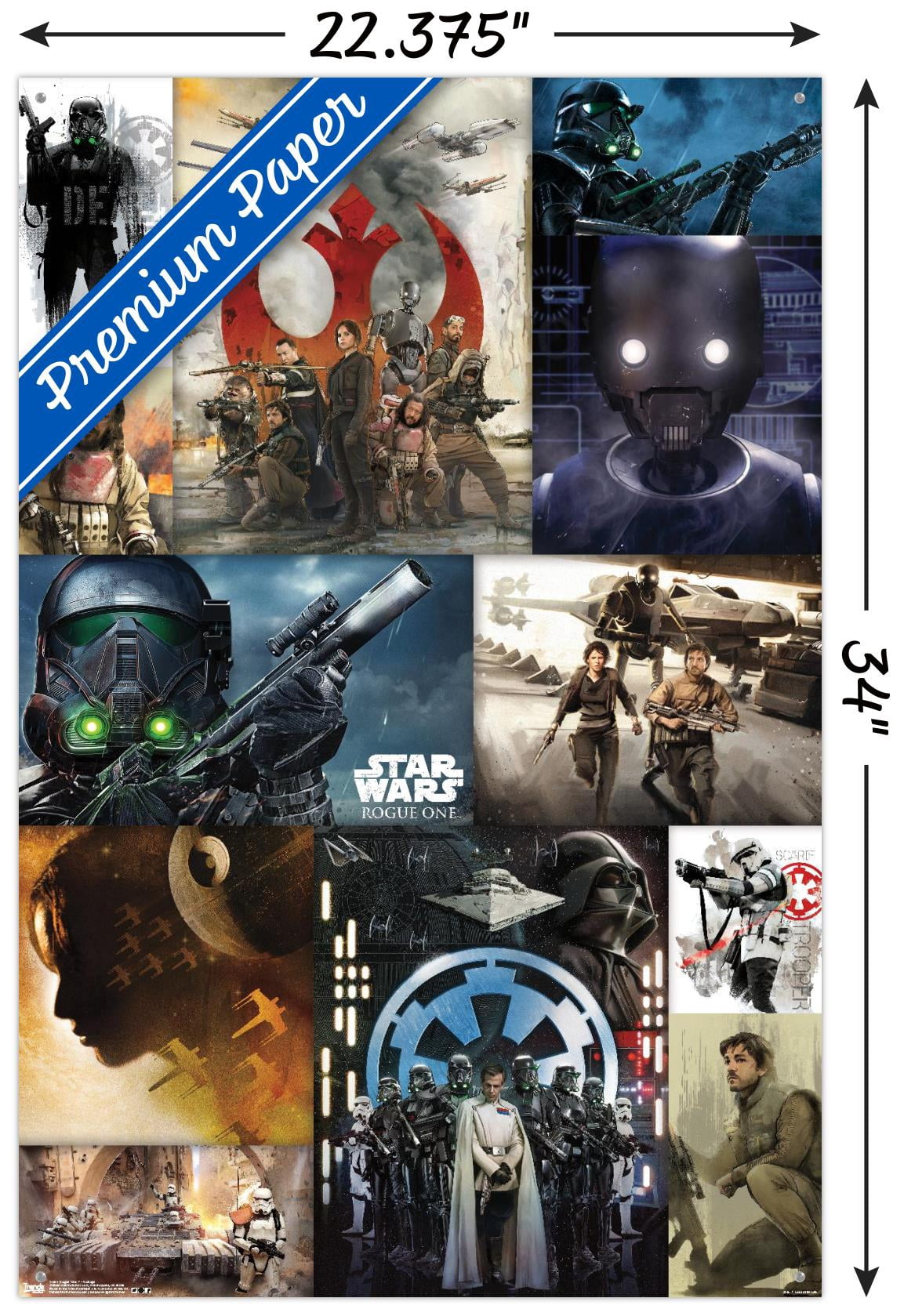 Star Wars: Rogue One - Collage Wall Poster with Push Pins, 22.375" x 34"