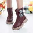 thumbnail image 6 of HAOTAGS Girls Martin Boots, Solid Color Zipper Side-Zip Knee-High School Boots Wine 10 Little Kids, 6 of 8
