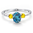 thumbnail image 3 of Gem Stone King 14K White Gold London Blue Topaz and Yellow Sapphire Engagement Ring for Women | 1.27 Cttw | Oval 7X5MM | Gemstone November Birthstone | Size 5, 3 of 6