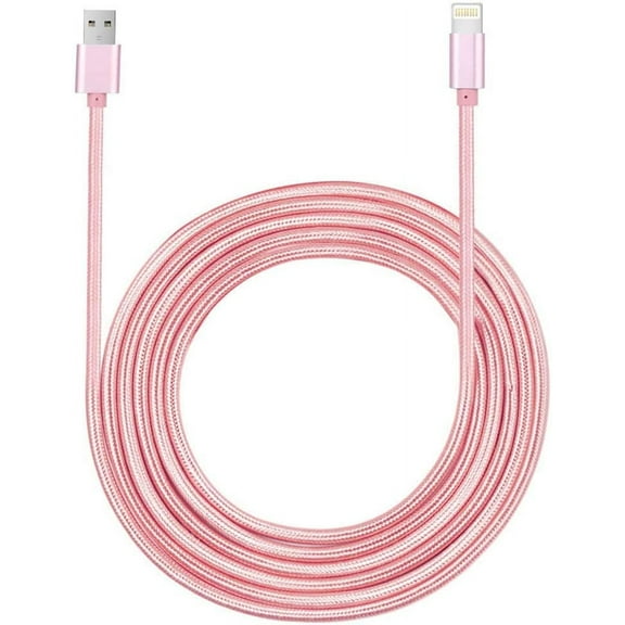 Extra Long Phone Charger [4-Pack 6.6FT] Nylon Braided USB Charge & Sync Cable Cord Compatible with iPhone X Case/8/8 Plus/7/7 Plus/6/6s Plus/5s/5,iPad Mini Case - Pink