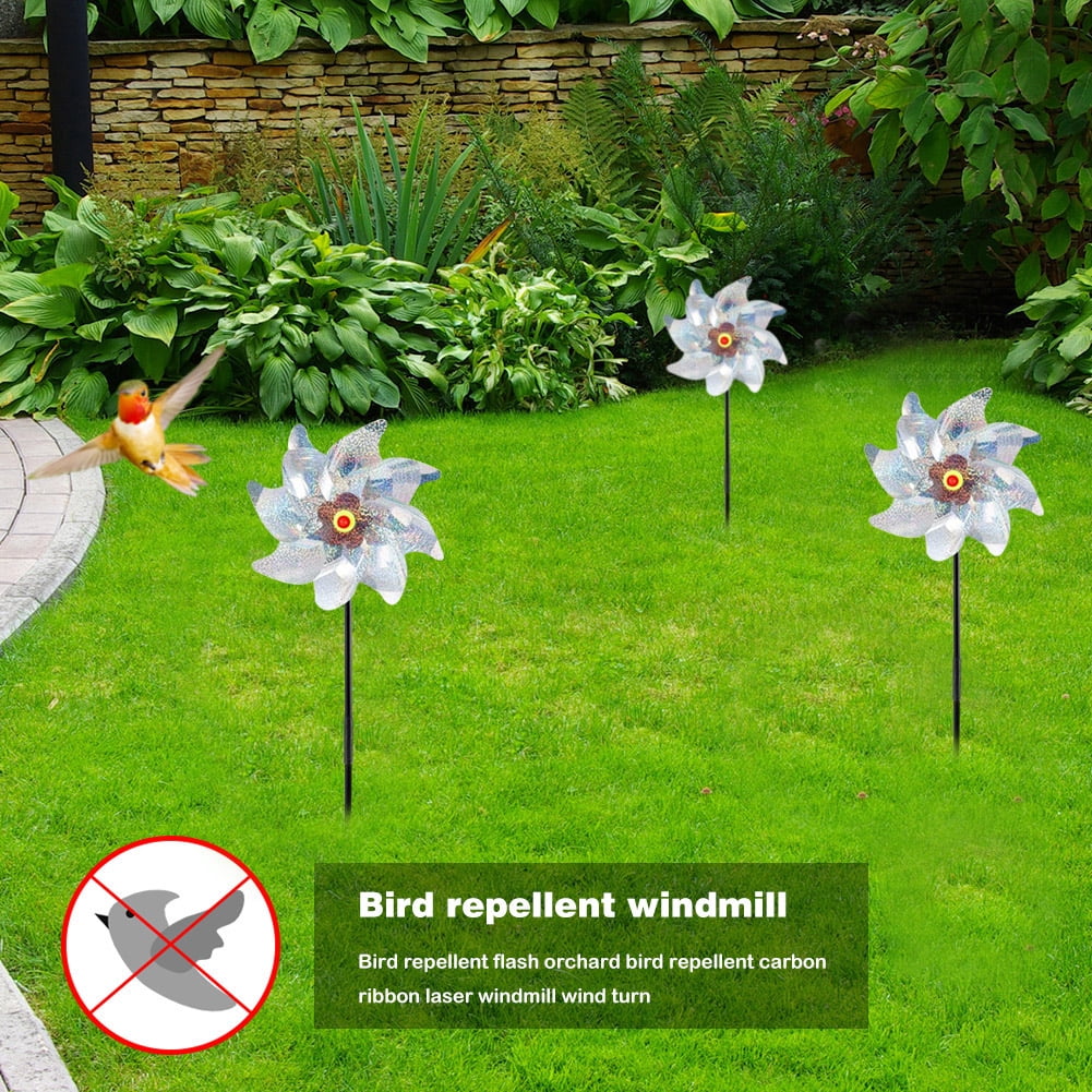 Details about   5PCS 8 Leaves Bird Repeller Windmill Deterrent Silver Pinwheels Outdoor Garden 