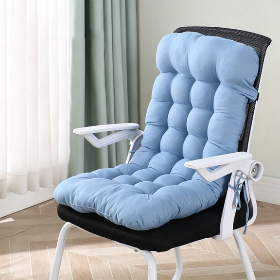 High Back Chair Cushions for Outdoor Furniture, 27.5x11.8inch Thick Tufted Patio Chair Cushions with Secure Straps,Reduce Fatigue and Discomfort(Blue)