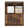 thumbnail image 5 of Furinno GRUEN 2-Tier Open Shelf Bookcase with Doors 9.3 x 21.8 x 27 Amber Pine, 5 of 5