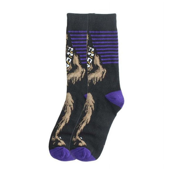 Chewbacca Cartoon Socks, Fun Novelty Mens/Womens Crew Character Socks Purple/Black