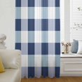 thumbnail image 6 of Navy Blue Plaid Sheer Curtains 63 Inches Long, Spring Farmhouse Buffalo Checkered Light Filering Curtains, Breathable Simi Curtain Privacy Drapes for Living Room Bedroom Lightweight Window Treatment, 6 of 9