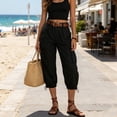thumbnail image 6 of ClodeEU Women's High Waist Cropped Cargo Pants,Casual Capri Trousers with Pockets Black,Women's Plus S, 6 of 6