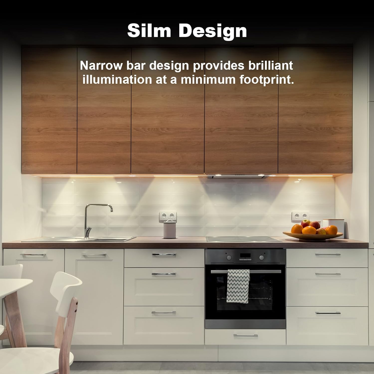 Plug-in Under Cabinet Lights Daylight White 4000K, Dimmable LED Lighting, 6PCS x 12 Inch Under-Counter Light Fixtures with Memory Function, Counter for Kitchen