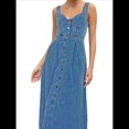 thumbnail image 3 of Vestido Vaquero Maxi con Tirantes para Mujer, Sin Mangas, de Verano, Ajustado y con Cuello Halter. Azul Oscuro L, 3 of 9