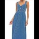 thumbnail image 3 of Vestido Vaquero Maxi con Tirantes para Mujer, Sin Mangas, de Verano, Ajustado y con Cuello Halter. Azul Oscuro L, 3 of 9