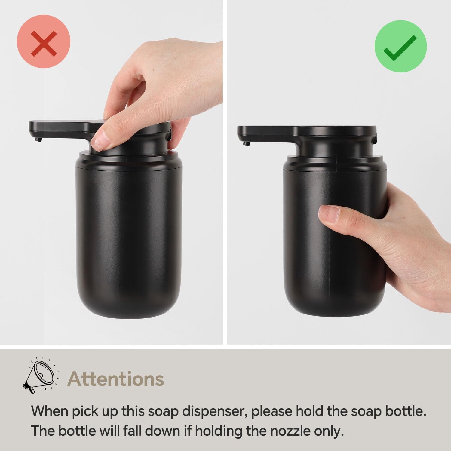 Lococo Automatic Foaming Soap Dispenser, Rechargeable Touchless Foam Hand Soap Dispenser for Bathroom, Soap Pump for Kitchen, Water-Resistant, Xmas Gift 10oz, Black