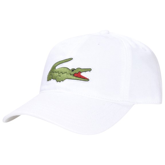 Men's Lacoste White Oversized Crocodile Strapback Cap - OSFA
