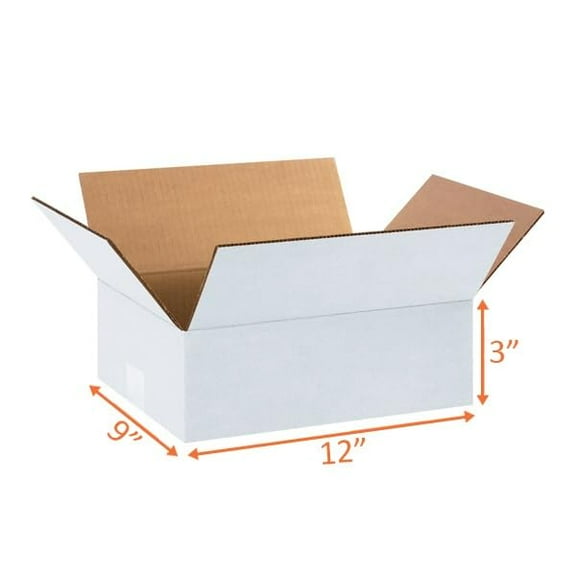 UCANPACK White Corrugated Shipping Boxes 12 x 9 x 3" - 25 Pack Corrugated Shipping Boxes for Small Business Packaging Boxes - Made in USA Corrugated Shipping Boxes