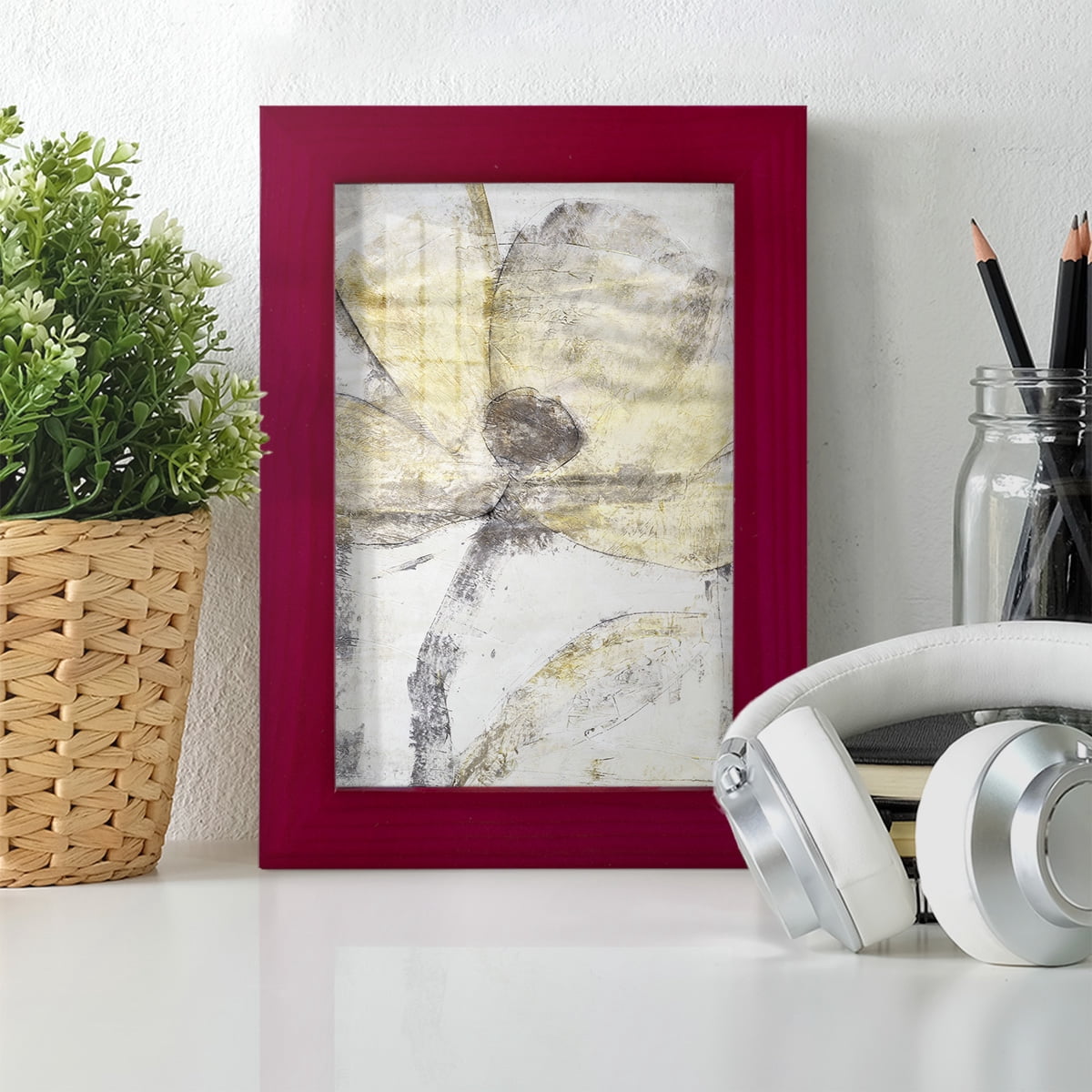 Une Fleur II - Framed Print w/glass - Cherry Red